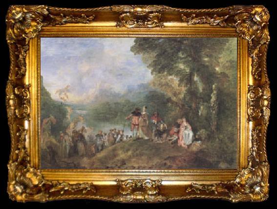 framed  Jean-Antoine Watteau The Embarkation for Cythera (mk05), ta009-2